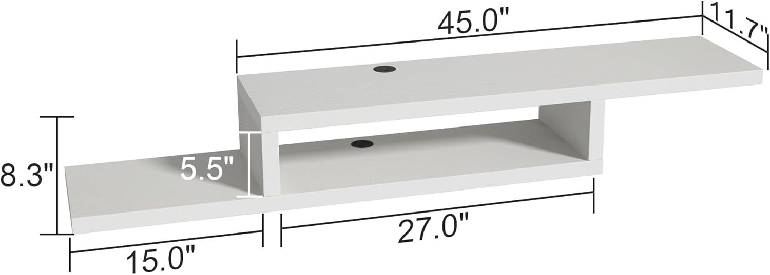 ChooChoo Floating TV Stand Shelf, Wall Mount Entertainment Center Media Console for Living Room, Bedroom, White