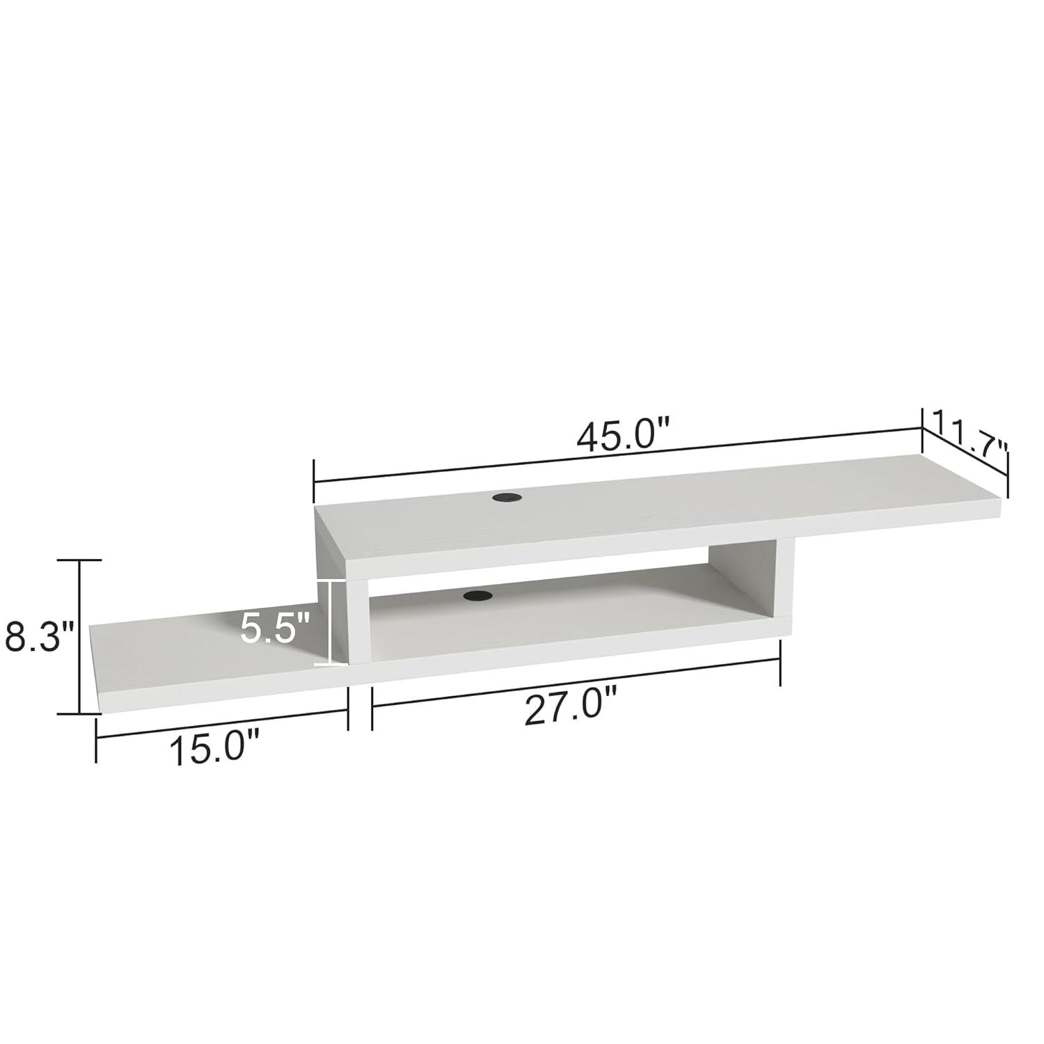 ChooChoo Floating TV Stand Shelf, Wall Mount Entertainment Center Media Console for Living Room, Bedroom, White