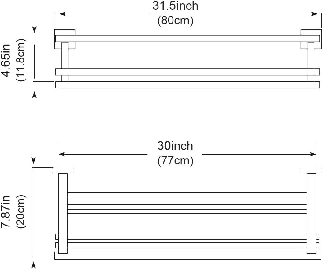Bathroom Towel Rack with Double Towel Bar 32 Inch Bathroom Hotel Shower Shelf SUS304 Stainless Steel Modern Wall Mounted Holder Polished Chrome