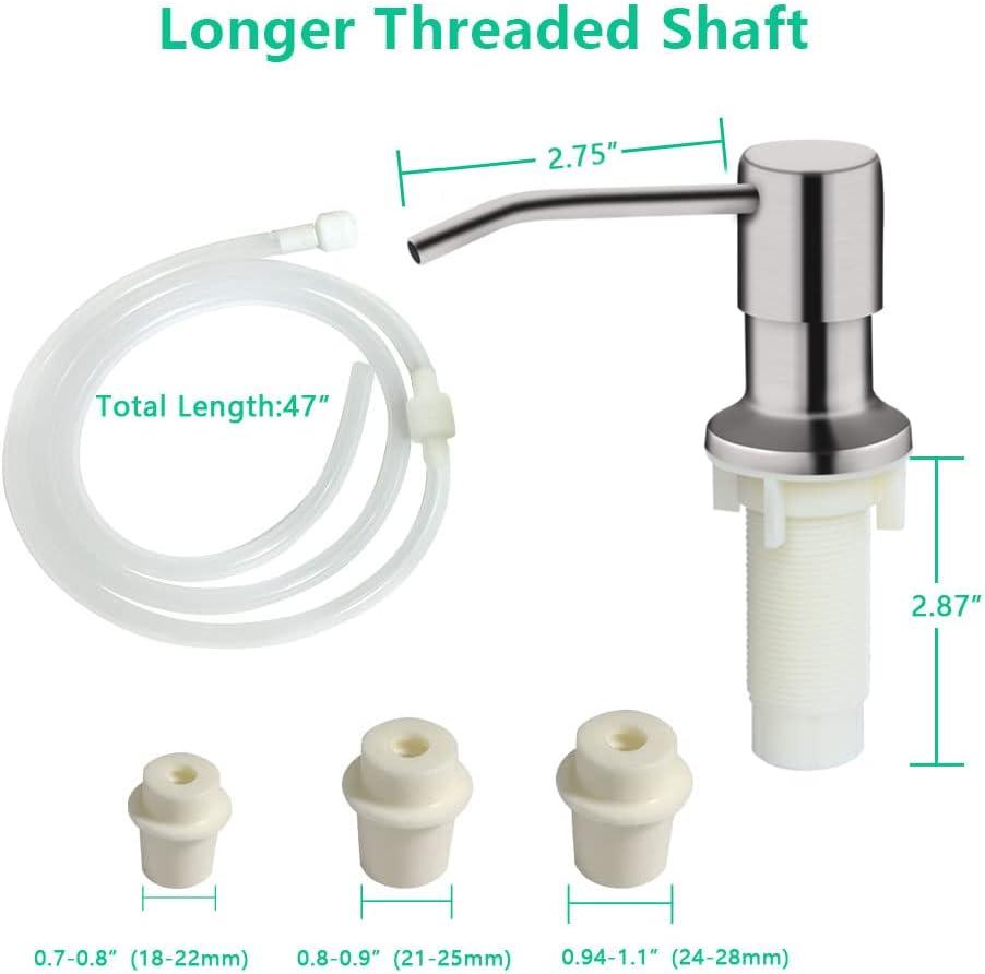 Brushed Nickel Kitchen Sink Soap Dispenser with Extension Tube