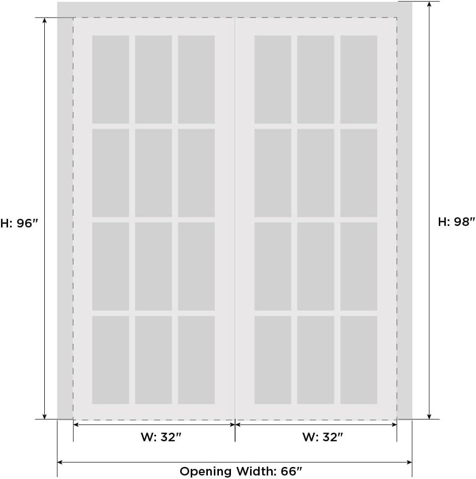 French Double Frosted Glass Doors 64 x 96