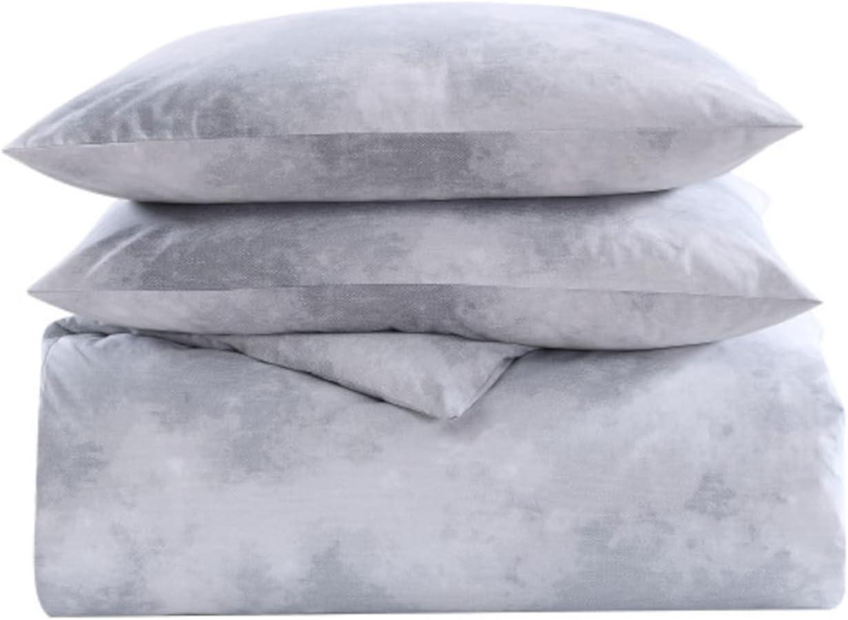 Gray/White Reversible 2 Piece Duvet Cover Set