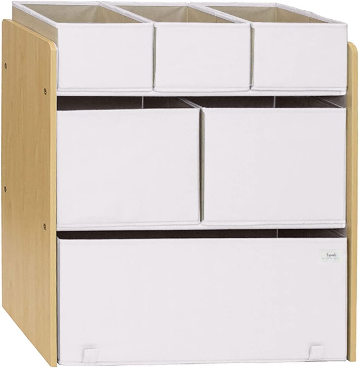 3 Sprouts Multi-Bin Toy Organizer with Recycled Fabric Storage Bins in Cream