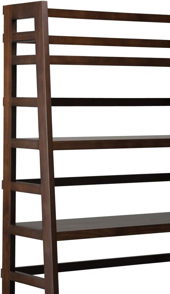 Acadian Brunette Brown Solid Wood Wide Ladder Shelf Bookcase