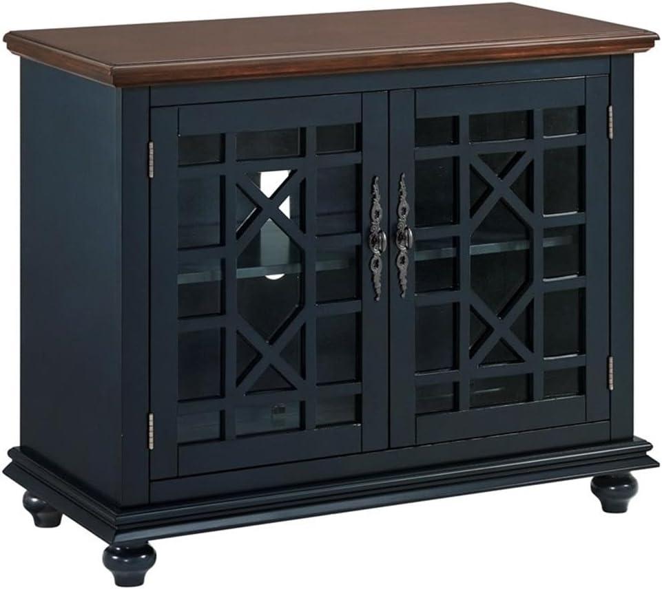 Martin Svensson Home Elegant Small Spaces TV Stand Blue with Coffee Walnut Top