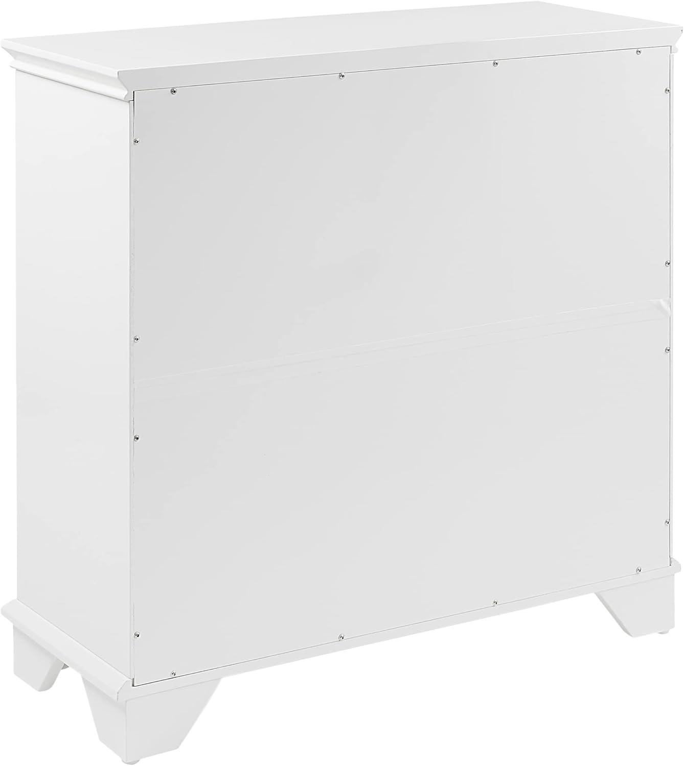 White Faux-Louvered Living Room Cabinet with Adjustable Shelving