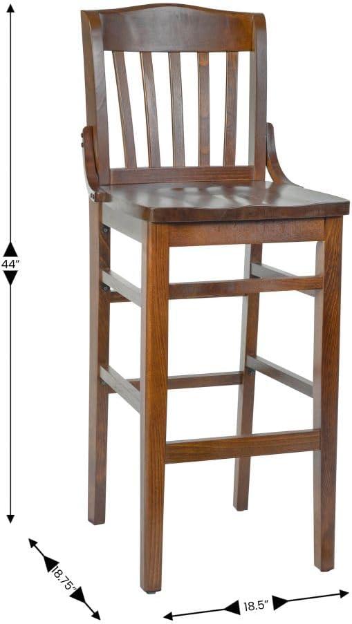 Flash Furniture HERCULES Series School House Back Walnut Wood Restaurant Barstool