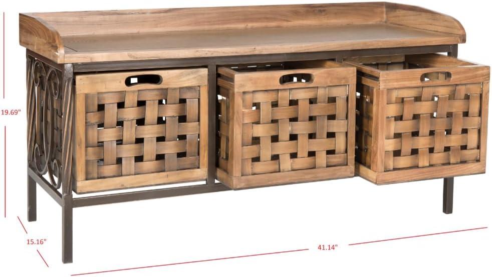 Isaac Wooden Storage Bench - AMH6530 - Oak - Safavieh Couture