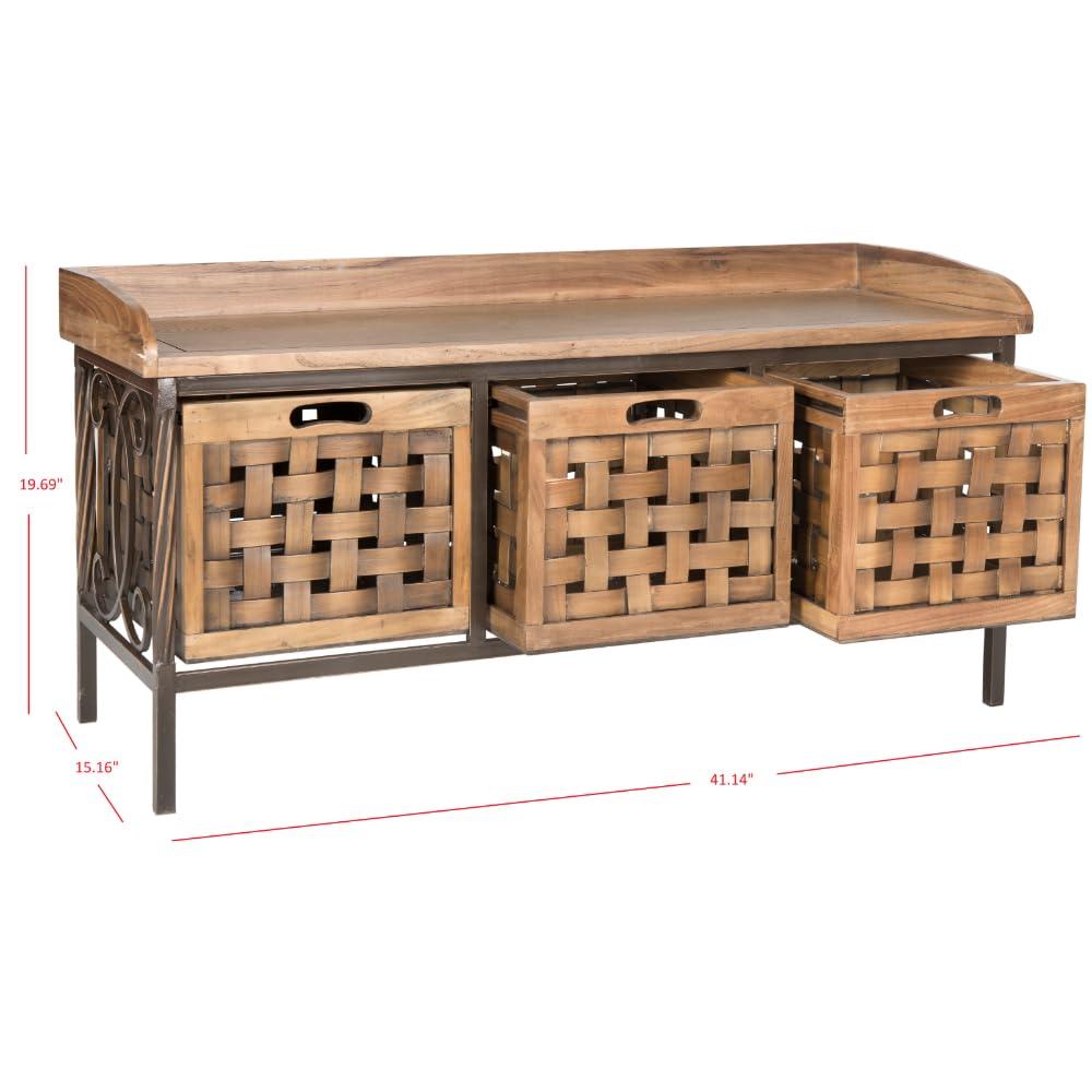 Isaac Wooden Storage Bench - AMH6530 - Oak - Safavieh Couture