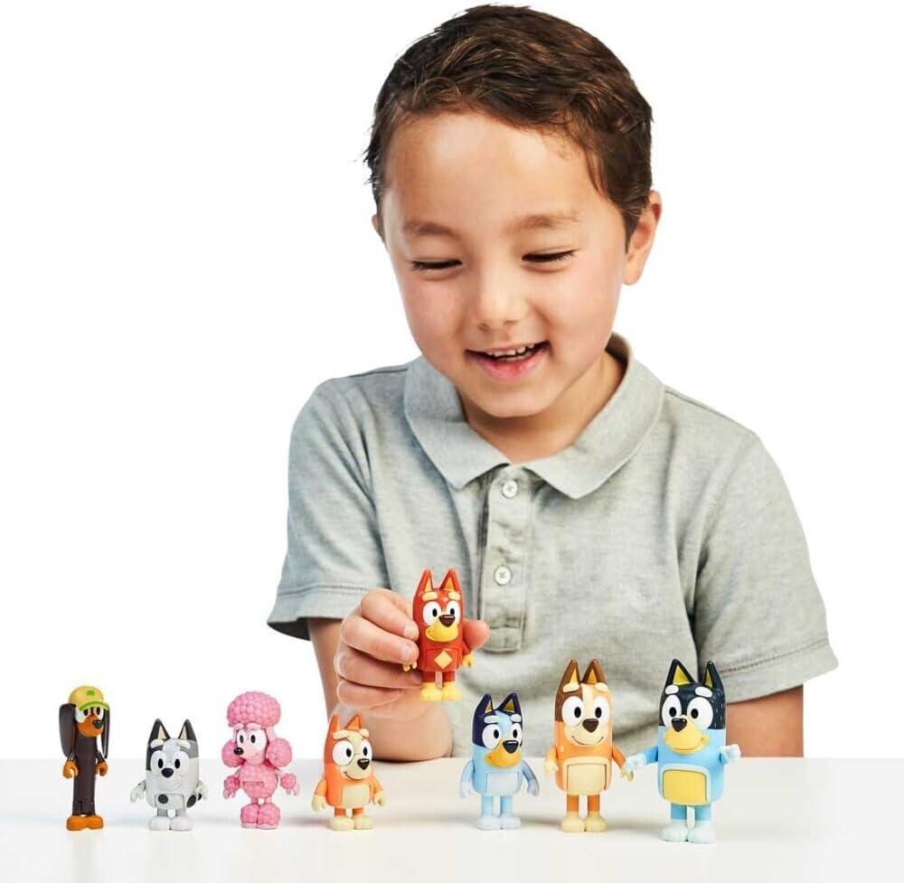 Bluey Family Figure 4-Pack, with Mum Dad Bingo Bluey, Ages 3+, Toddler Toys