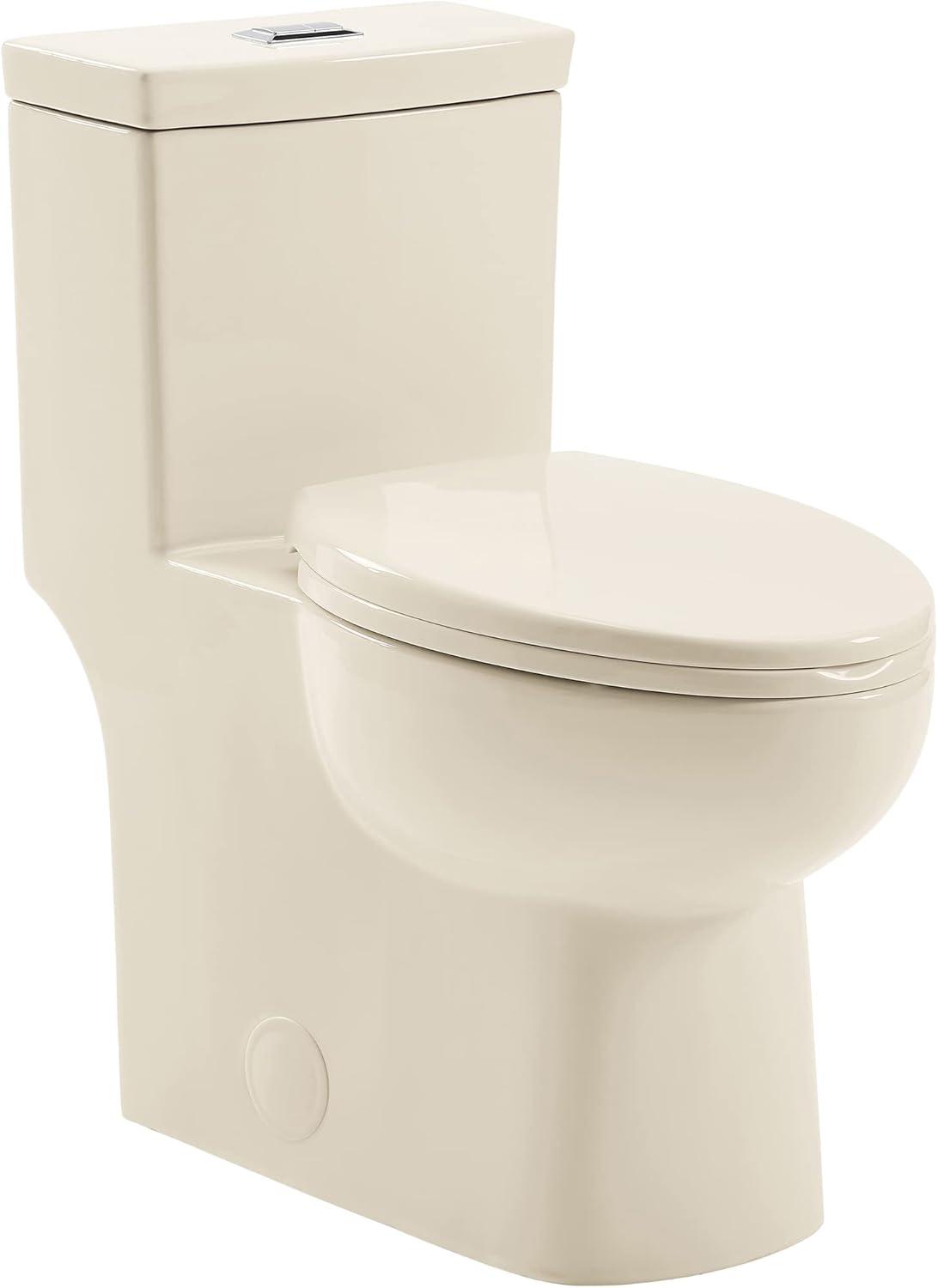 Bisque Elongated Dual Flush One-Piece Toilet