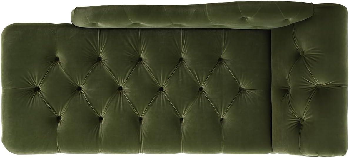 Jennifer Taylor Home Samuel Tufted Roll Arm Chaise Lounge Olive Green Velvet