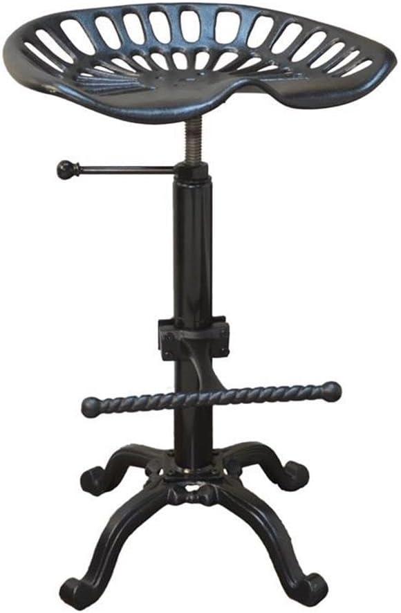 Carolina Living Adjustable Tractor Seat Counter Height Barstool Black: Vintage Style, Iron Base, 22-33" Height