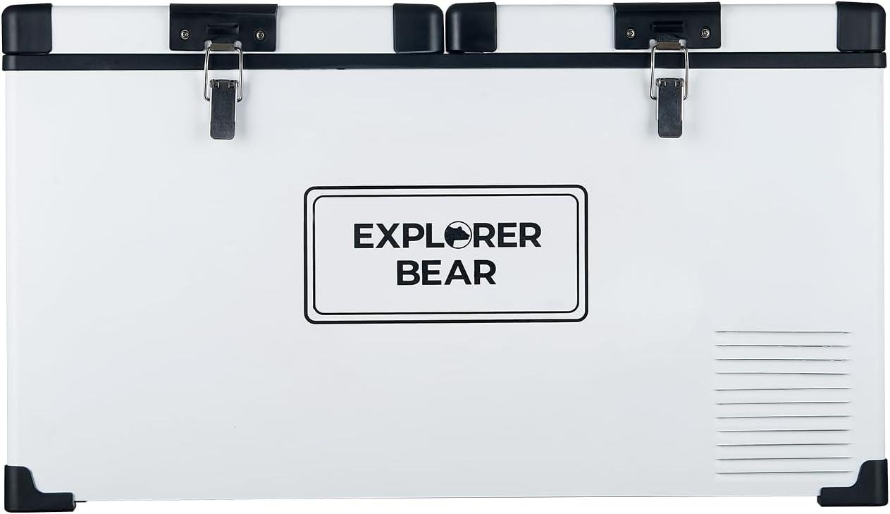 Explorer Bear EX75DB/75DW 79.3QT/75L 12/24V Portable Dual Zone Electric Cooler - Black