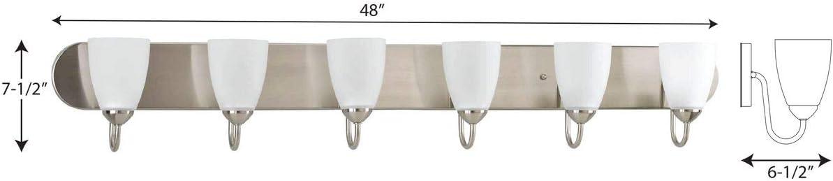 Progress Lighting Gather 6-Light Bath Bracket, Brushed Nickel, Etched Glass Shades