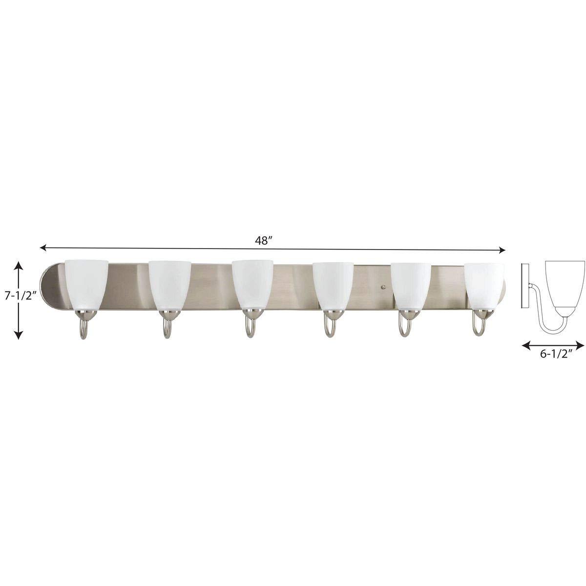 Progress Lighting Gather 6-Light Bath Bracket, Brushed Nickel, Etched Glass Shades