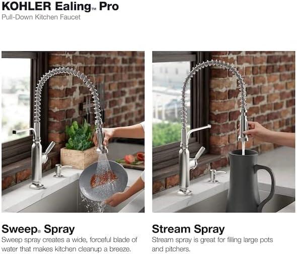 Ealing Stainless Steel Pull-Down Kitchen Faucet with Soap Dispenser