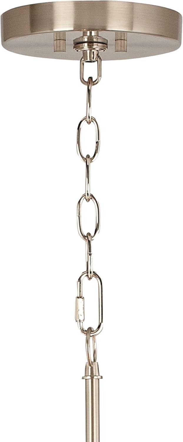 Brushed Nickel 20" Modern Cream Drum Shade Pendant Chandelier