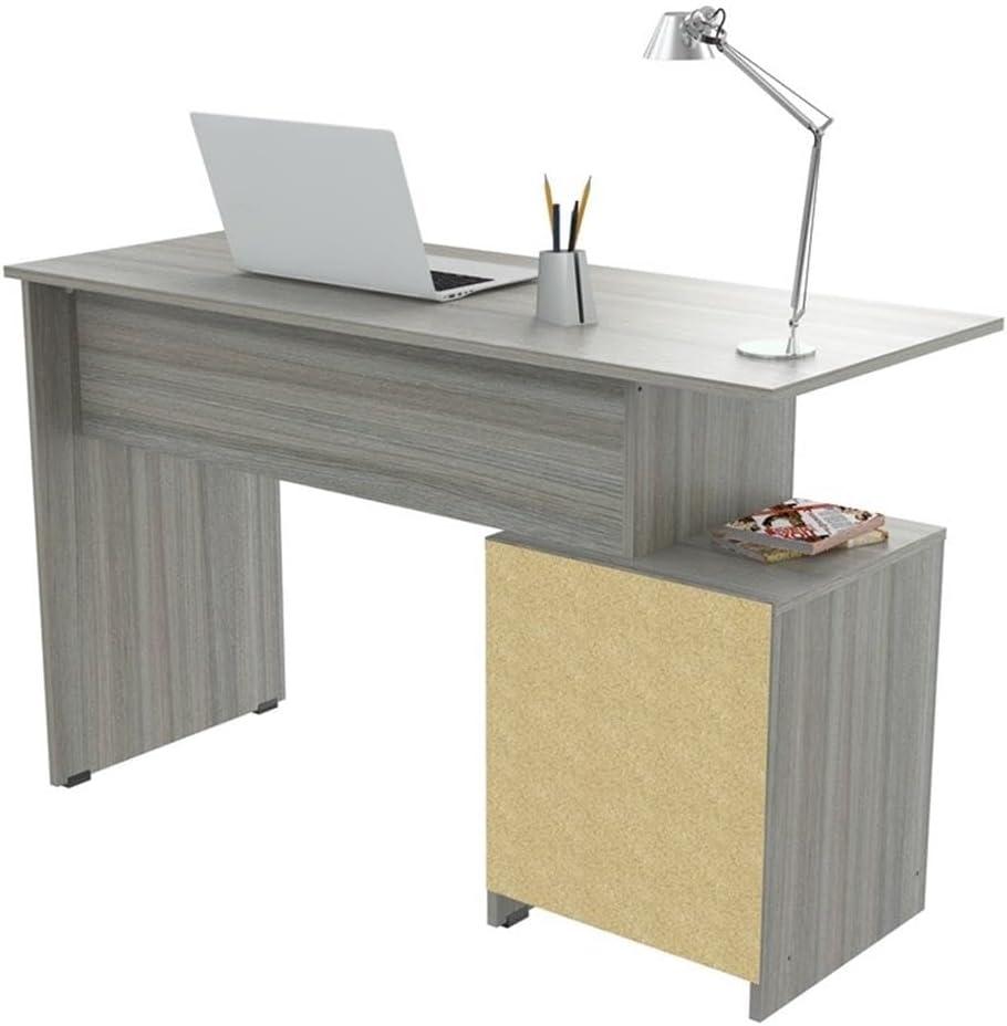 Inval Modern Writing Desk with Drawer and Open Storage, Smoke Oak