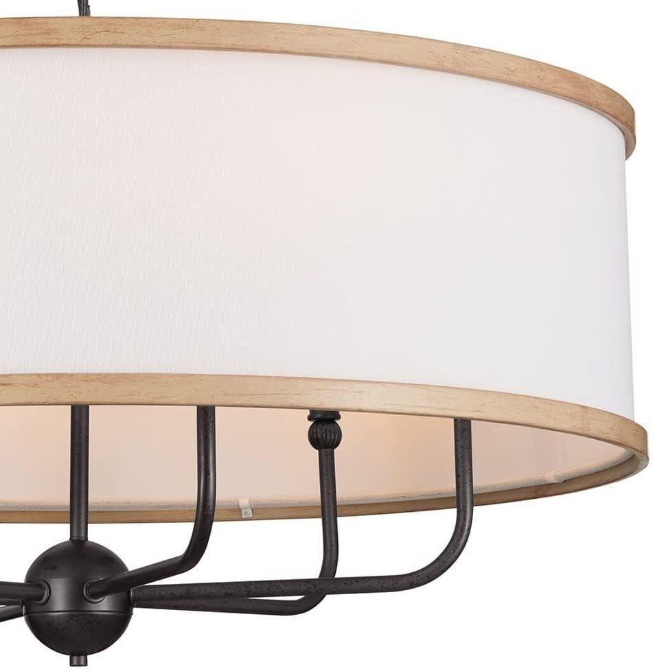 Elegant Textured Black 6-Light Chandelier with Fabric Shade