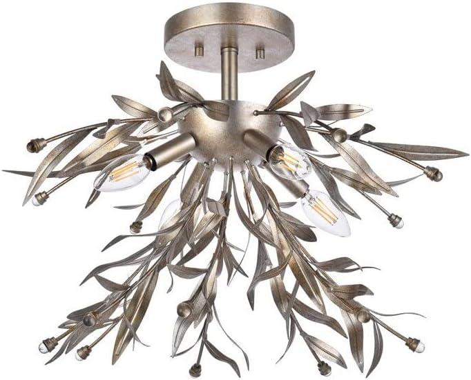 Elegant Lighting Priscilla 18.5 inch flush mount in silver leaf