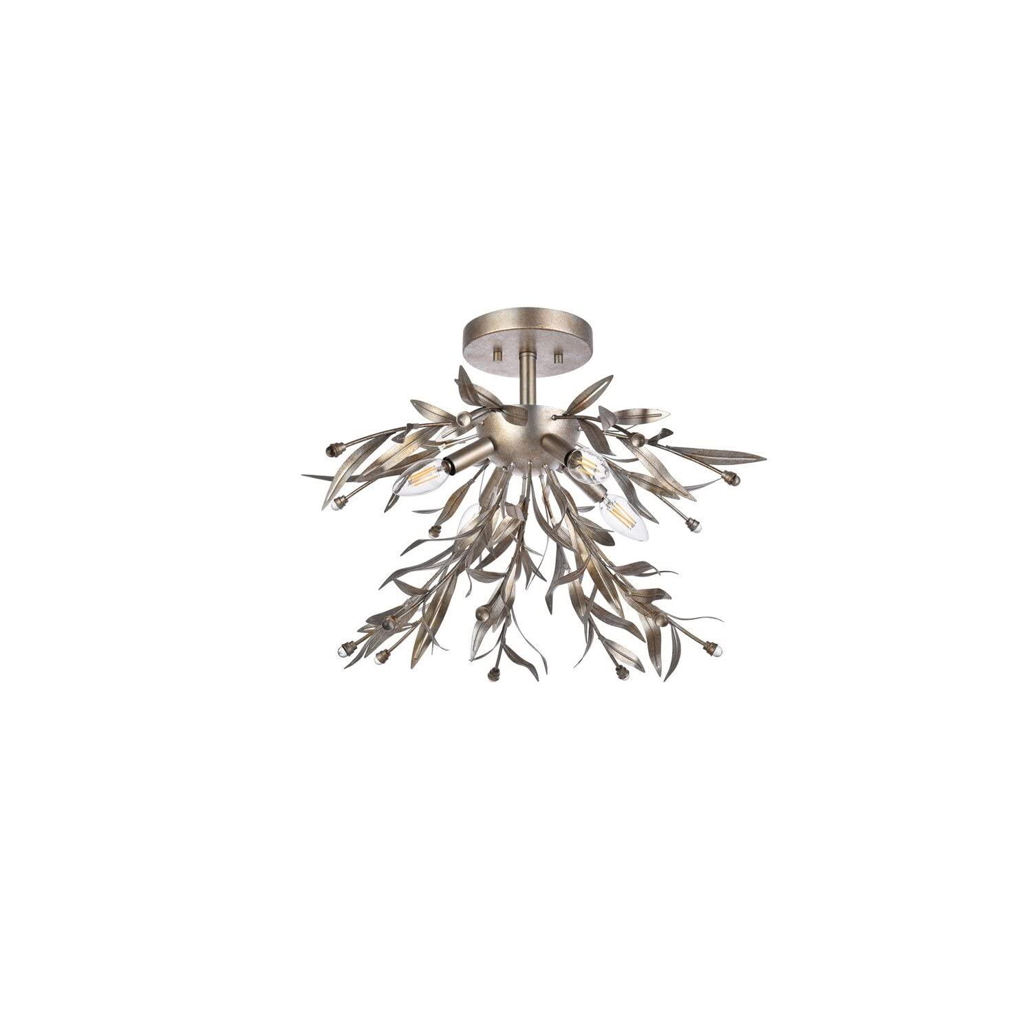 Elegant Lighting Priscilla 18.5 inch flush mount in silver leaf