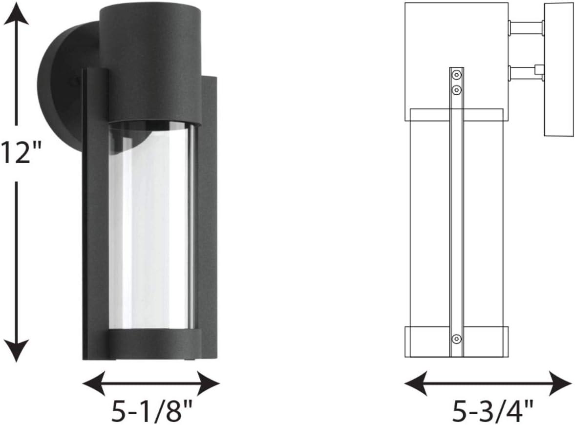 Progress Lighting Z-1030 1-Light Outdoor LED Sconce, Aluminum, Black Finish, Clear Glass Shade