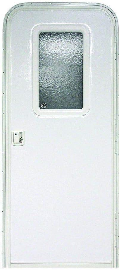 White Aluminum RV Entry Door with Obscure Glass Window