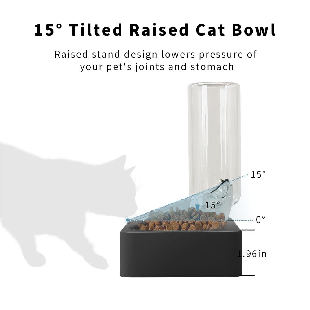 Marchul Tilted Cat Bowl Set for Food and Water, Food Feeding Raised Dishes for Puppies