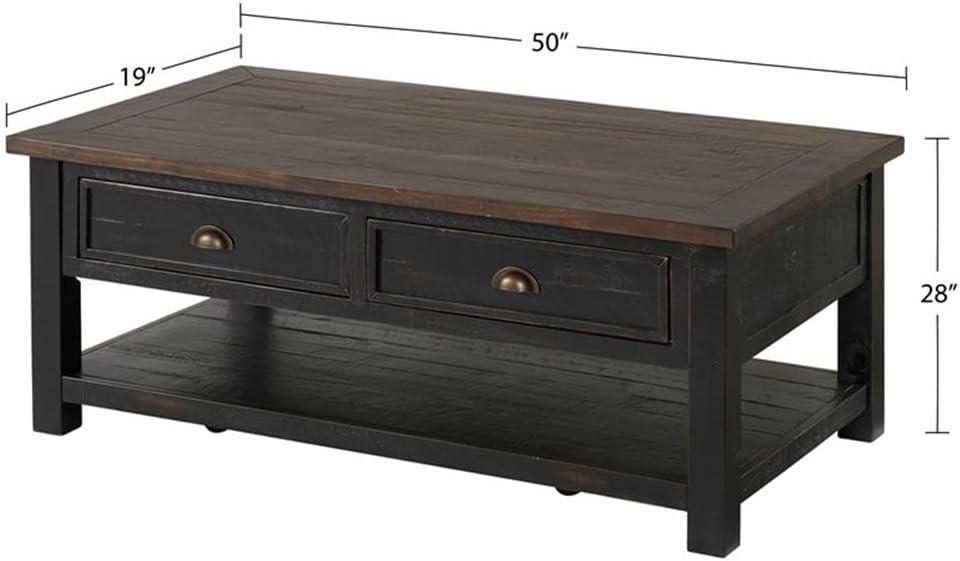 Martin Svensson Home Monterey 50" Coffee Table, Black and Brown