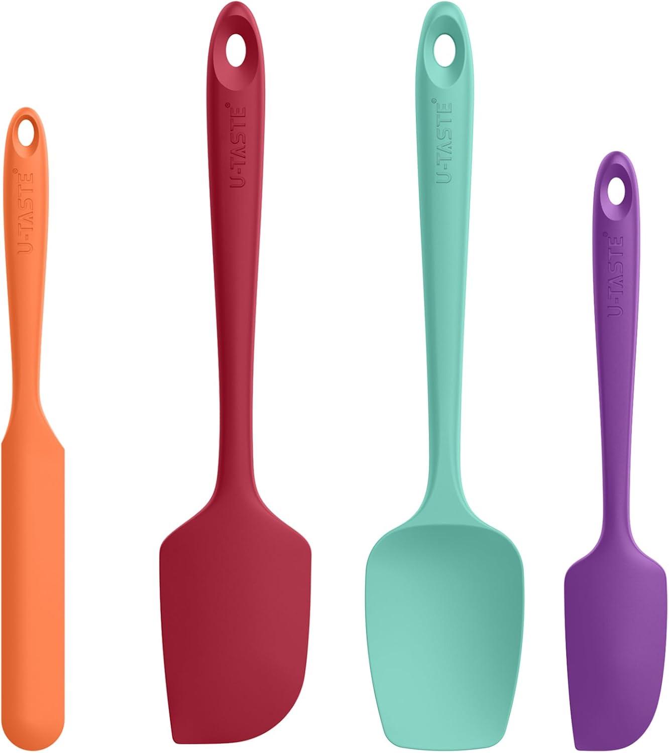 U-Taste 600ºF Heat-Resistant Silicone Spoon Spatula Set Flexible Scraper for Baking Cooking Mixing