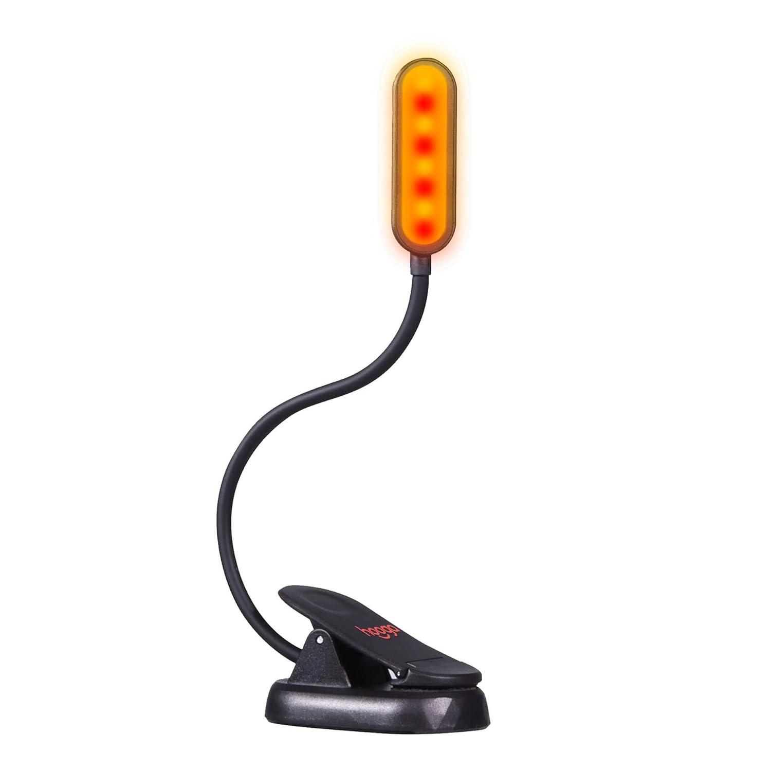 Book Light, Blue Light Blocking, Amber Clip-On Reading Light by Hooga. 1600K Warm LEDs for Reading in Bed. Sleep Aid Light. Rechargeable 1200mAh Battery. Adjustable Brightness. Works with Kindles
