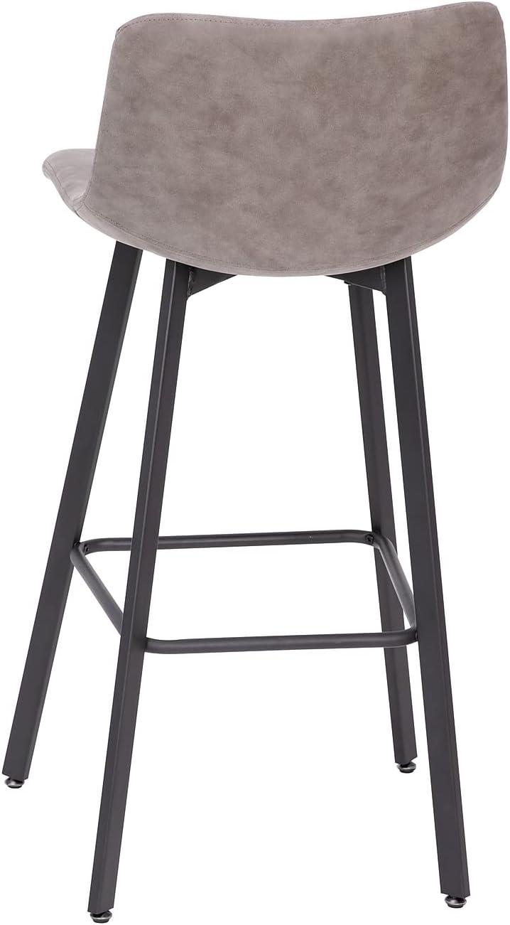 Flash Furniture Set of 2 Commercial Indoor Armless Iron Barstools - Gray LeatherSoft