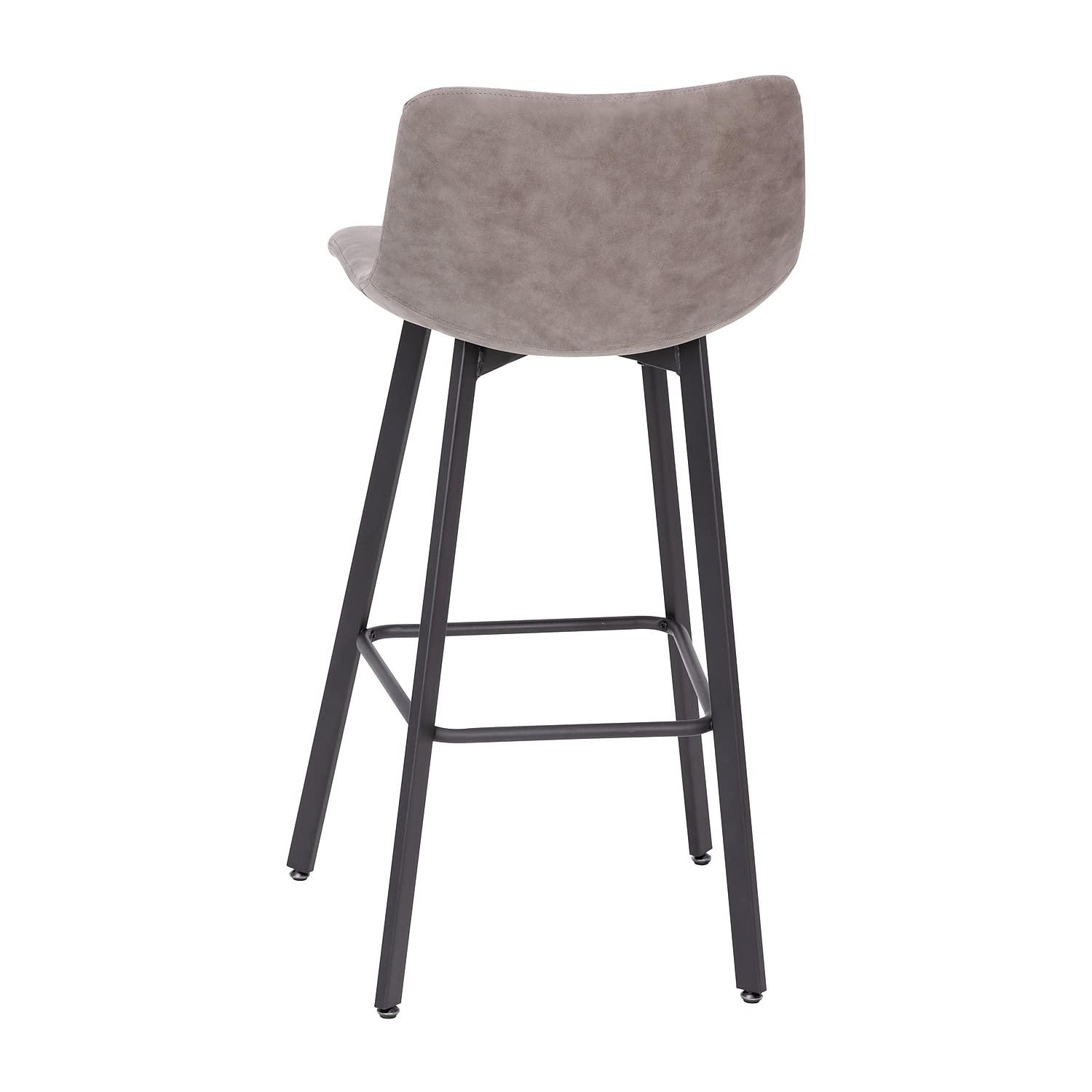 Flash Furniture Set of 2 Commercial Indoor Armless Iron Barstools - Gray LeatherSoft