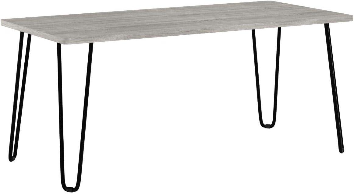 Coffee Table with Hairpin Legs-Modern Industrial Style Home Decor-Woodgrain-Look and Steel Accent Living Room Furniture, 41", Gray