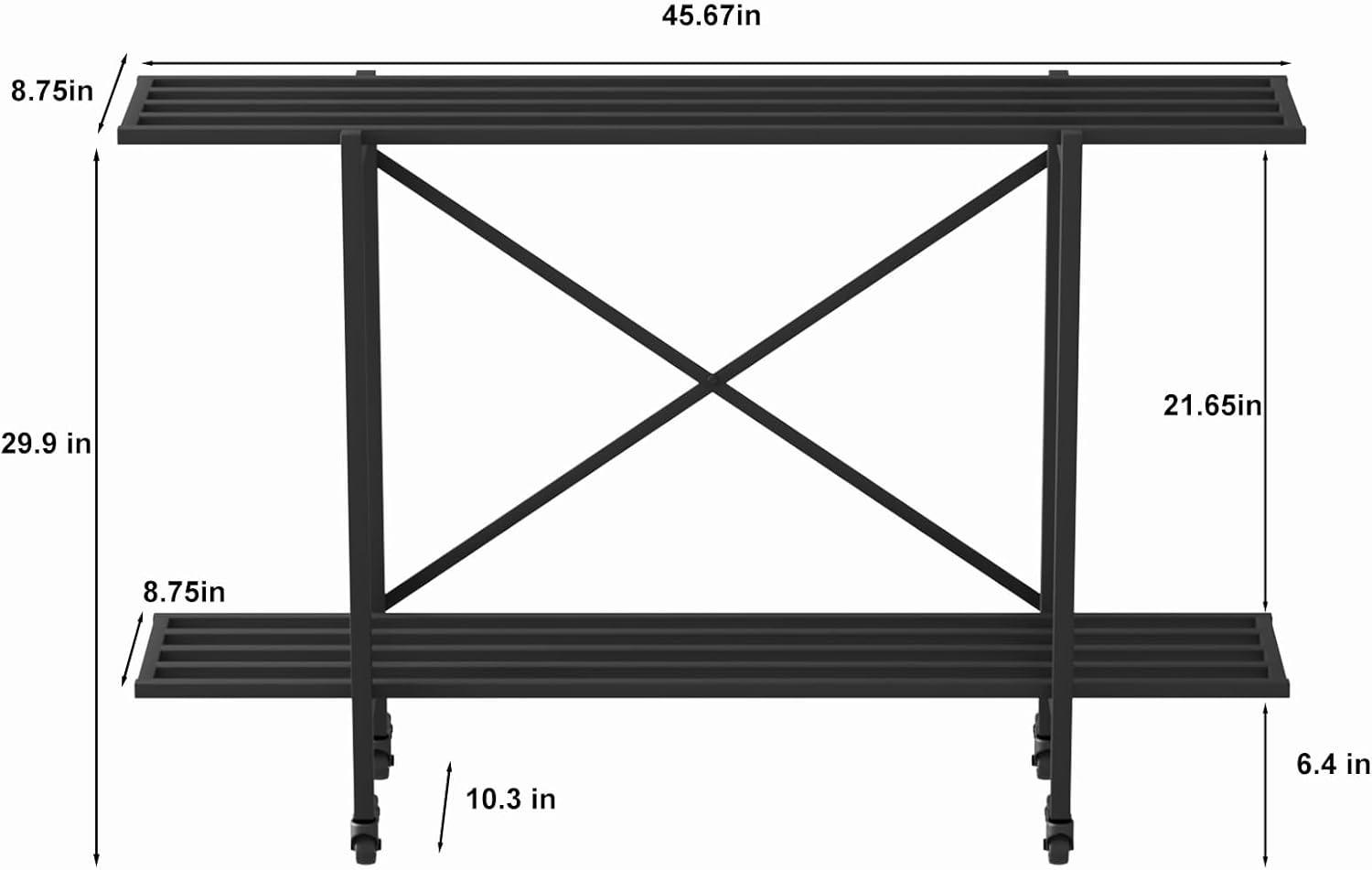 2 Tier Metal Sturdy Heavy Plant Stand, Narrow Plant Stand Indoor and Outdoor, L35.43 x W10.3 x H27.5 inch, 440 LBS Capacity & Heavy Duty Construction