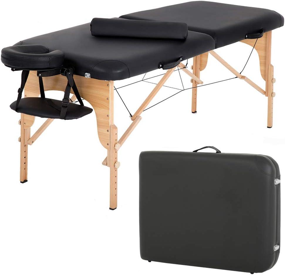 FDW Massage Table Massage Bed Spa Bed 73 Inches Long Height Adjustable Massage Table W/Sheet Cradle Bolster Portable 2 Folding Salon Table