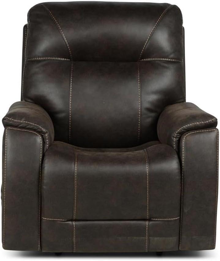 Lexington Power Media Recliner Saddle Brown - Steve Silver Co.: Faux Leather, USB Port, Cup Holder