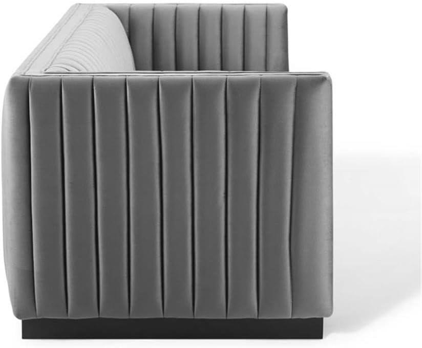 Modway EEI-3885 Conjure Channel Tufted Upholstered Performance Velvet Sofa in Gray
