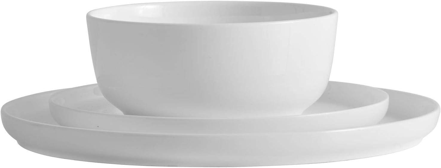 White Porcelain Glossy Round Dinnerware Set for 4