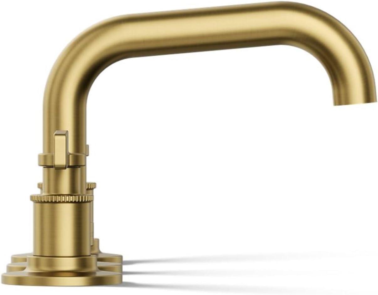 Vibrant Brushed Moderne Brass Widespread Bathroom Sink Faucet