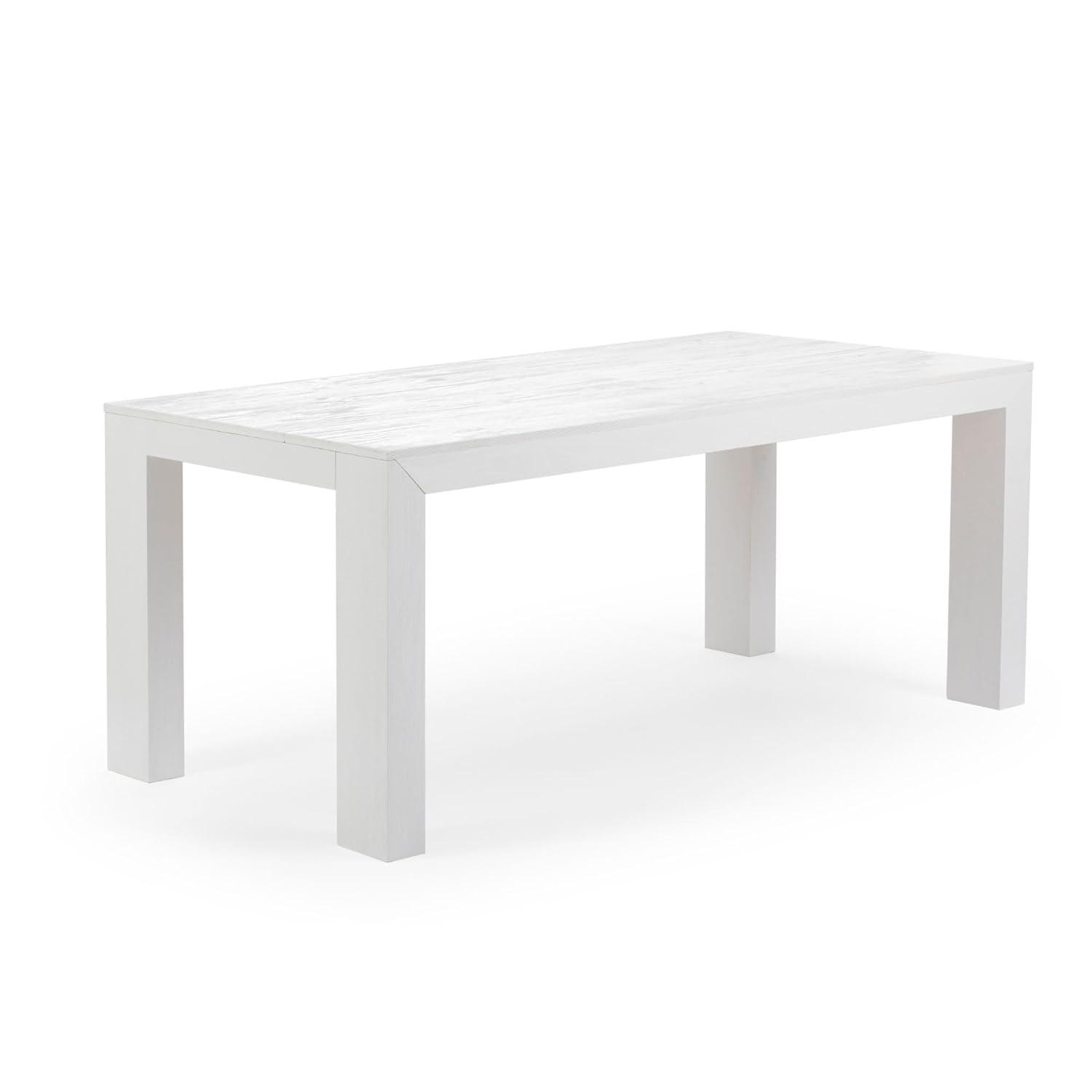 Plank+Beam 72" Modern Dining Table for 6, Solid Wood Rectangular Dining Table for Kitchen/Dining Room, White Wirebrush