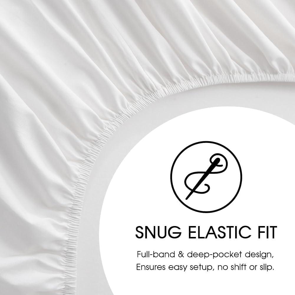 HYPREST 100% Cotton Sheets Extra Deep Pocket, Hotel Luxury Soft Cooling Cotton Sheet Sets