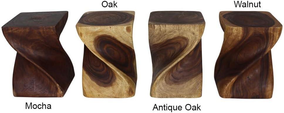 Kammika Import Export Co., Ltd. Haussmann® Big Twist Wood Stool Table 14 in SQ x 20 in H Walnut Oil