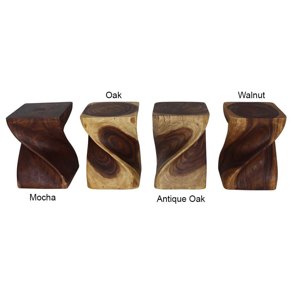 Kammika Import Export Co., Ltd. Haussmann® Big Twist Wood Stool Table 14 in SQ x 20 in H Walnut Oil