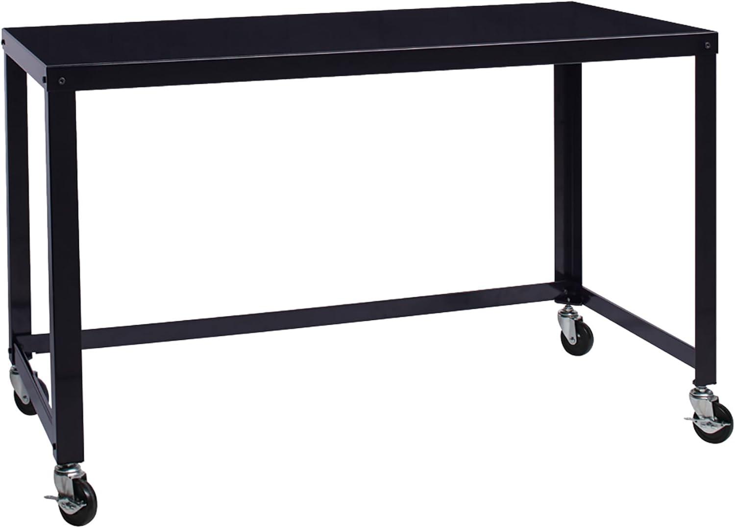Space Solutions Mobile Desk Steel Black: Sturdy Metal Frame, No Storage, Adult Assembly Required