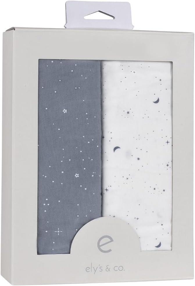 Ely's & Co. Baby Fitted Bassinet Sheet 100% Combed Jersey Cotton for Baby Boy 2 Pack