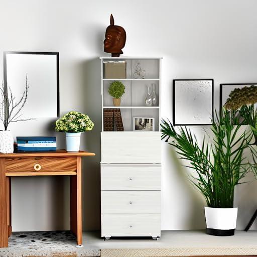 Computer Credenza Workenter Washed Oak - Inval: Mid-Century Modern, MDF Laminate, Open Shelf Storage