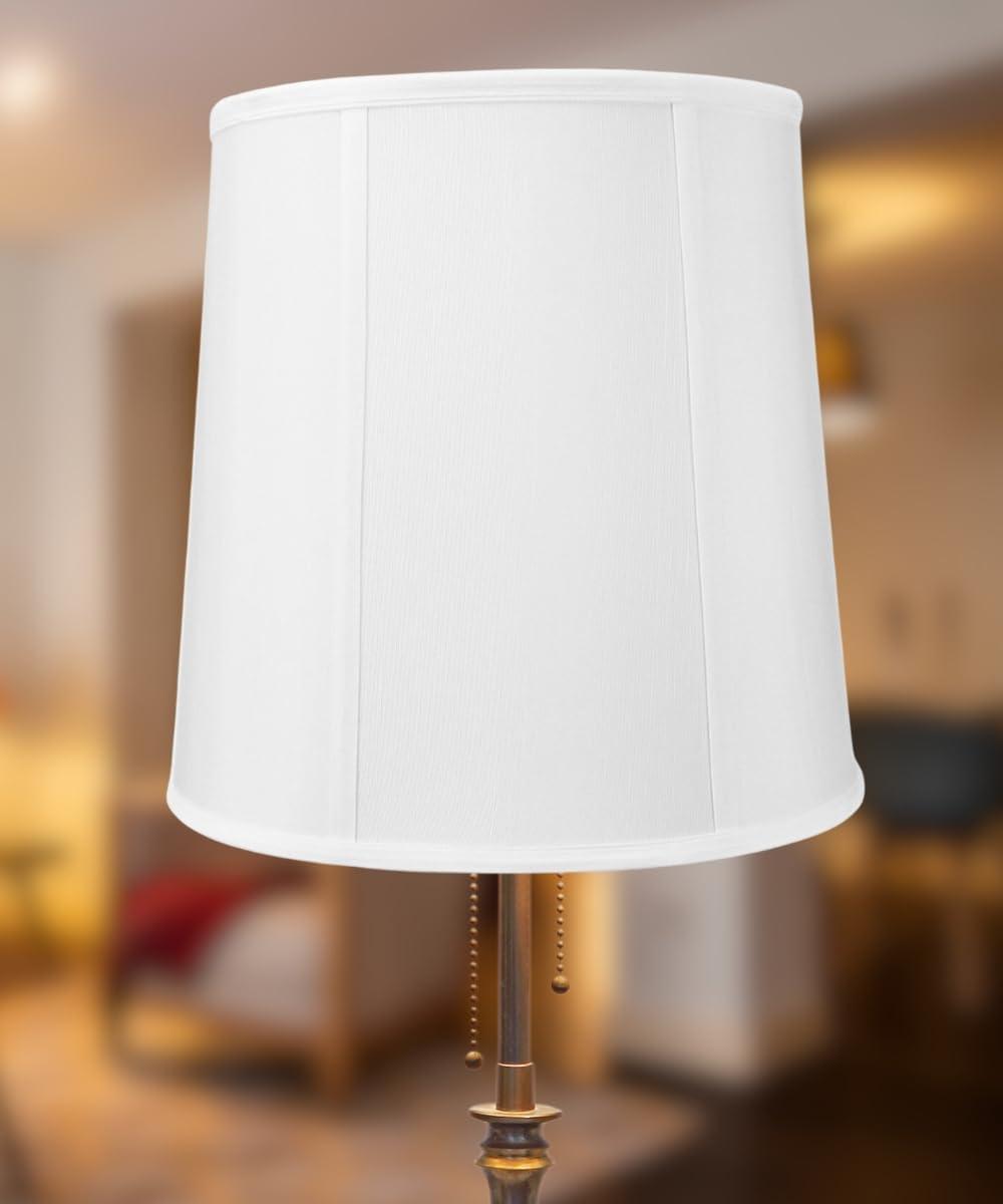 10x12x12" SLIP UNO FITTER White Shantung Fabric Drum Lampshade