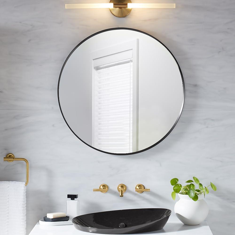 Essential Round Wall Mirror, Bathroom/Vanity Mirror with Frame